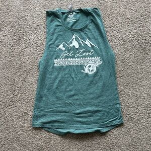 Get Lost Green Graphic Tank Top - Women's